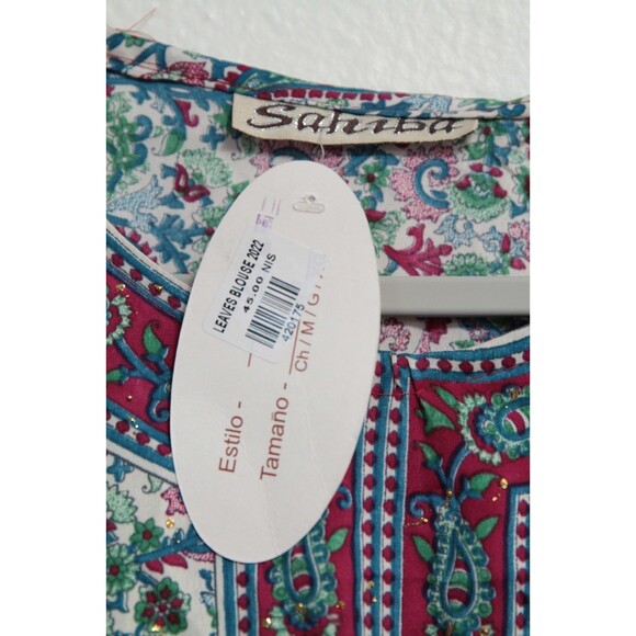 Sahiba Women's Tunic/Top/Blouse Long Sleeve Round Neck Flowy Size Med/Large - Picture 5 of 9